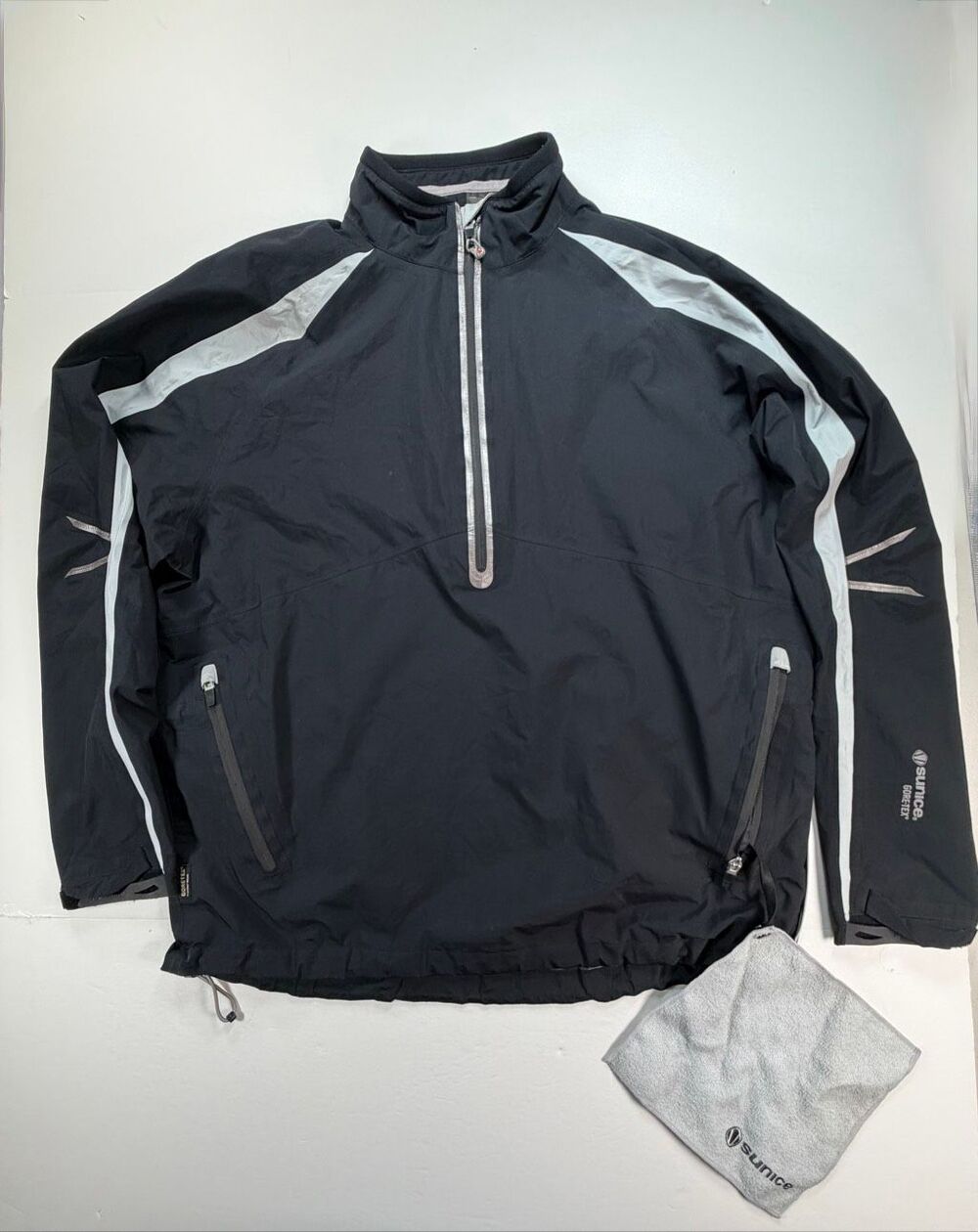 Sunice Hurricane GORE-TEX Rain Jacket Size L Black Golf Pullover Waterproof